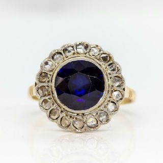 Antique 18k Gold And Platinum Art Deco Sapphire And Diamonds Ring