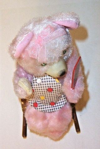 VERY RARE 1950 ' s BATTERY OPERATED MAKE - UP BEAR TIN LITHO TOY MT Co.  JAPAN 7