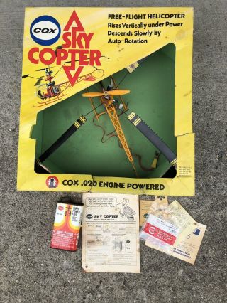 Vintage Cox.  020 Sky Copter 7100 Flight Helicopter W/ Empty Can & Nos Plug