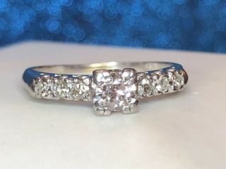 ESTATE VINTAGE PLATINUM NATURAL DIAMOND ENGAGEMENT RING WITH APPRAISAL WEDDING 4