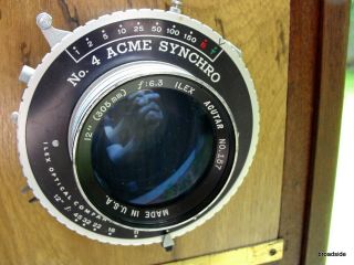 Vintage Century 8 x 10 view camera w/ Ilex No.  4 Acme Synchro shutter & lens 3