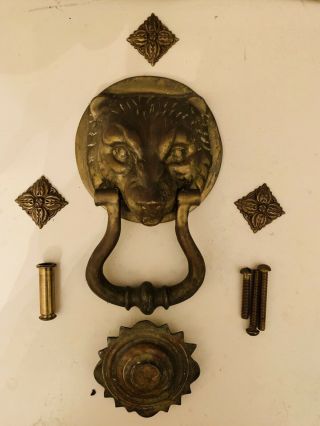 Vintage 1900’s Large Solid Brass Antique Bear Door Knocker w/extras.  Lion Wolf 2