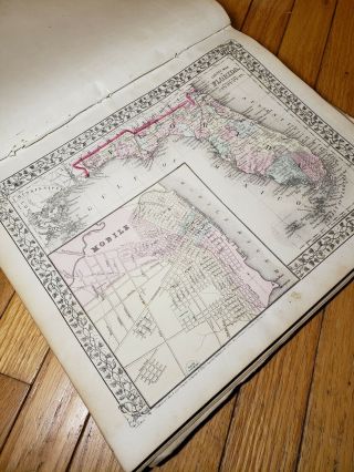 1874 Mitchell ' s General Atlas US West Texas Antique Color Maps World Cuba 2