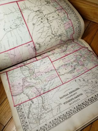 1874 Mitchell ' s General Atlas US West Texas Antique Color Maps World Cuba 3