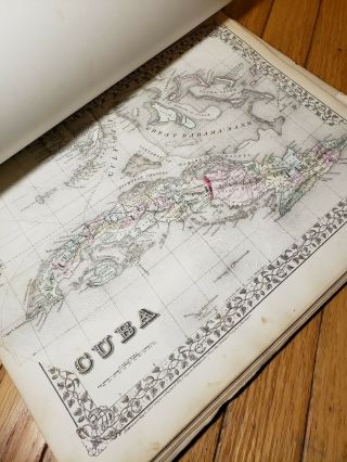 1874 Mitchell ' s General Atlas US West Texas Antique Color Maps World Cuba 5