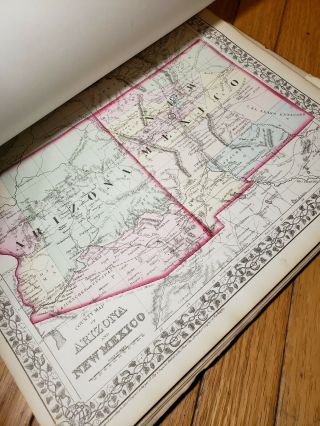1874 Mitchell ' s General Atlas US West Texas Antique Color Maps World Cuba 6