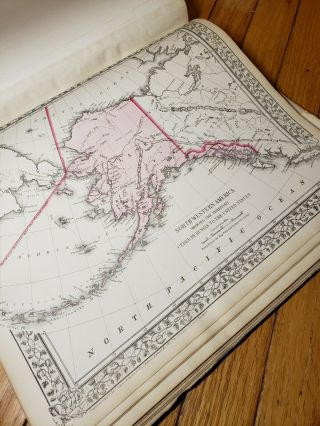 1874 Mitchell ' s General Atlas US West Texas Antique Color Maps World Cuba 9