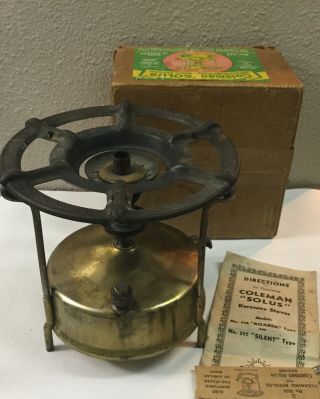Vintage Coleman Solus Brass Camping Stove Heater 2
