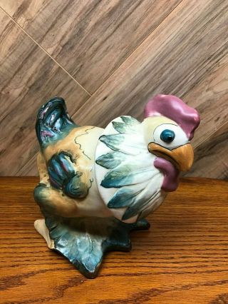 Vintage Weller Art Pottery Rare Chicken Figurine Rooster Zainesville Ohio 7.  5 "