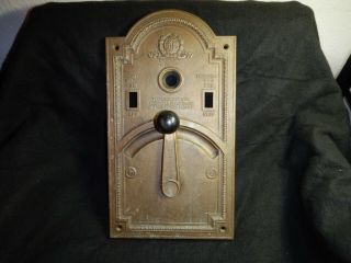 Antique Ornate Brass Otis Elevator Control Panel Switch With Lever