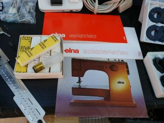 Vintage Elna SU 62C Sewing Machine w/ Hard Case & Feet,  Cams,  Templates,  guides 6