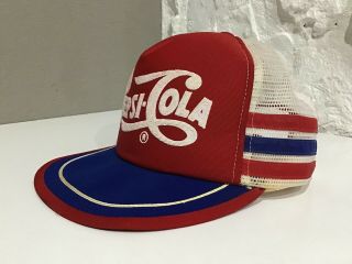 Vintage Pepsi 3 Stripes Snapback Mesh Trucker Hat Made In Usa