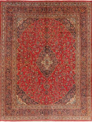 Floral Traditional Kashmar Oriental Rug Wool Hand - Knotted Carpet 9x12 2