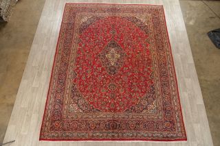 Floral Traditional Kashmar Oriental Rug Wool Hand - Knotted Carpet 9x12 3