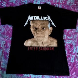 True Vintage 90s Metallica Enter Sandman Shirt Old Man Size L 80s