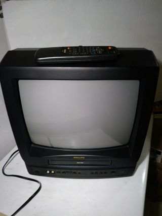 Vintage Philips CCB130AT02 13 ' CRT TV/VCR/GAMING Television with remote. 3