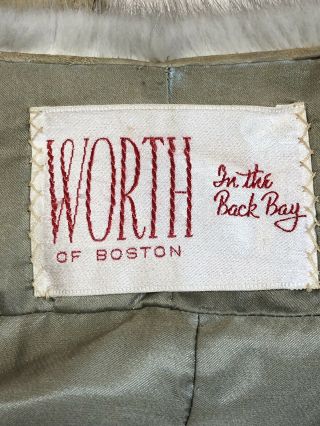 Vintage Natural Blonde (Cream/Gray) MINK FUR Coat Jacket Worth Of Boston Large 9