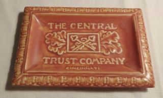 Vintage Rookwood Pottery,  Pink / Orange Glazed 1919 Tray,  Central Trust Company