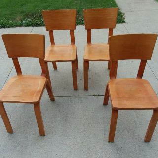 Set Of 4 Thonet Chairs Retro Mid Century Bentwood Eames