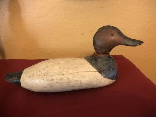 Antique Wooden Decoy Duck Hand Carved Red Wood Made By Toule Lake 1920 - 1922 5