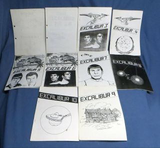 Vintage Tos Star Trek Fanzines,  " Excalibur " Issues 1 - 10 Full Set