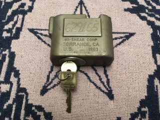 Rare Hi Shear Corp Lock With Medeco Key Construction Container 2