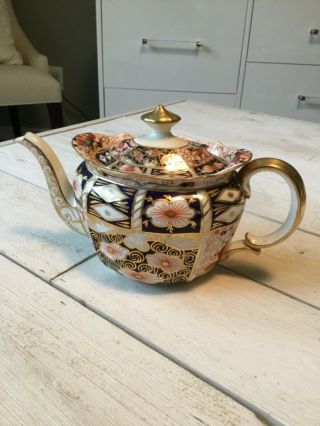 Vintage Royal Crown Derby Tradition Imari Pattern Teapot & Lid 4.  5” Tall