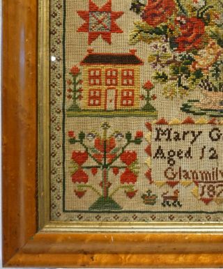 MID/LATE 19TH CENTURY WELSH DOUBLE HOUSE & MOTIF SAMPLER BY MARY GRIFFITHS 1873 6