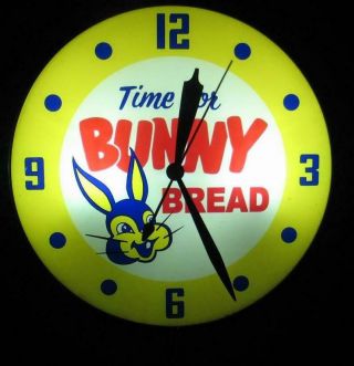 Vintage Pam Lighted Advertising Bunny Bread Clock