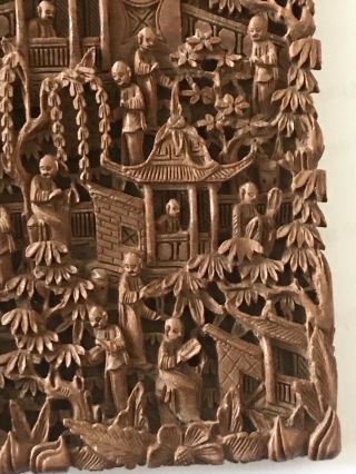 FINE QUALITY ANTIQUE CHINESE CANTONESE CANTON SANDALWOOD CARVED CARD CASE 2