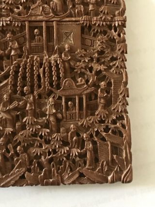 FINE QUALITY ANTIQUE CHINESE CANTONESE CANTON SANDALWOOD CARVED CARD CASE 7