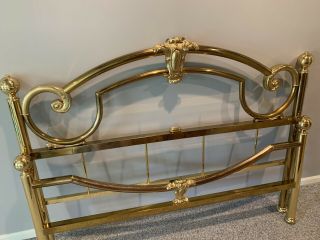 Vintage Antique Queen Size Brass Bed Head Board And Foot Board