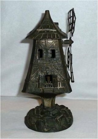 Rare Antique French Windmill Building Still Bank