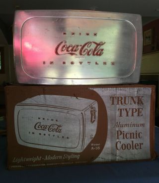 Vintage Coca Cola Metal Cooler,  1950 