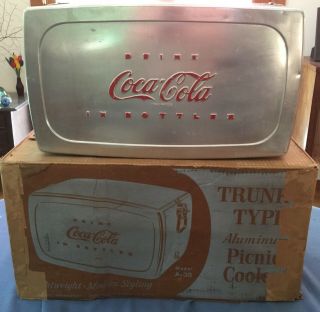 Vintage Coca Cola Metal Cooler,  1950 ' s in 3