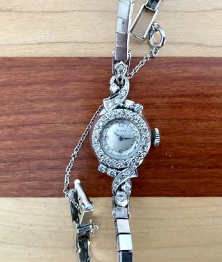 Vintage Lady Elgin 14k Gold And 33 Diamond Watch.
