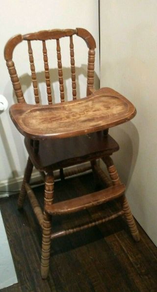 Vintage Wood Baby High Chair