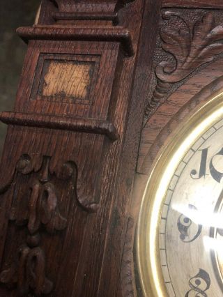 Antique Gustav Becker Wall Clock 43” Carved Wood 9