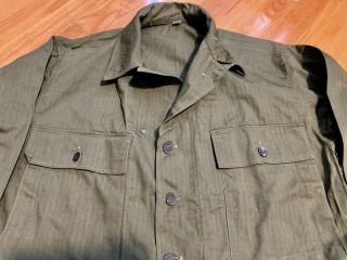 Vtg WW2 WWII HBT Shirt Jacket 1943 M43 Herringbone 3rd Pattern US Army 40R 5