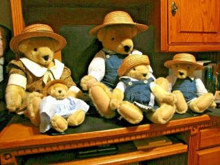 Vintage Vanderbear Family " A Day In The Country " 5 Piece Full Set