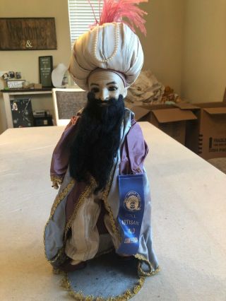 Vintage Bisque 17” Doll Artisan Guild Award Arabian Genie With Stand