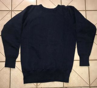 Vtg 50s 60s Hanes Wind Shield Size M Navy Raglan Stitch Sweatshirt Cotton Rare