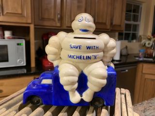 Vintage Michelin Man Tootsietoy Truck Bank - 1950’s - Toy Advertising Character - Tire