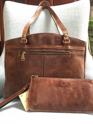 Patricia Nash Poppy Tote Bag St Croce Wristlet Distressed Vintage Cognac Leather