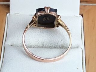 Antique/Vintage 9ct Rose Gold,  Onyx And Initial ‘J’ Ring,  c.  1920 - Size M,  1/2 6