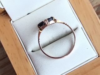 Antique/Vintage 9ct Rose Gold,  Onyx And Initial ‘J’ Ring,  c.  1920 - Size M,  1/2 7