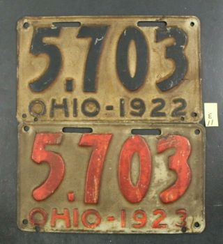 Vintage 1922 1923 Ohio License Plate 5.  703 (e11