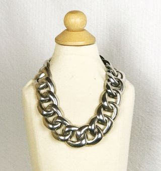 Vintage Taxco,  Mexico Sterling Silver Large Chain Link Choker Necklace - 198g