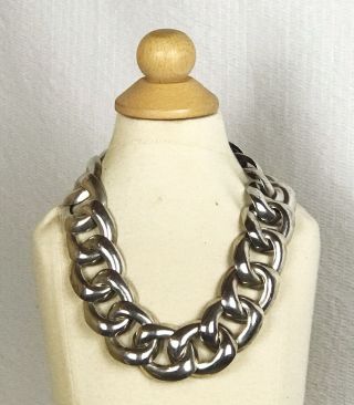 Vintage TAXCO,  Mexico STERLING SILVER Large Chain Link Choker Necklace - 198g 2