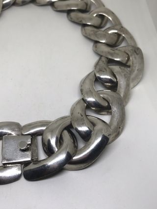 Vintage TAXCO,  Mexico STERLING SILVER Large Chain Link Choker Necklace - 198g 6
